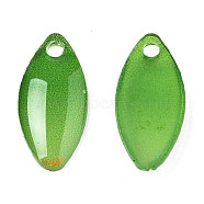 Plastic Pendants, Leaf, Green, 15.5x7.5x2mm, Hole: 1.6mm(KY-N015-122)