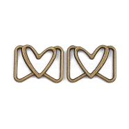 Alloy Webbing Buckle Sliders, Webbing Fasteners, Bowknot with Heart, Antique Bronze, 13x16.5x1.5mm(DIY-WH0304-213AB)