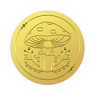 Self Adhesive Gold Foil Embossed Stickers, Medal Decoration Sticker, Mushroom, 5x5cm, 4pcs/sheet(DIY-WH0211-466)