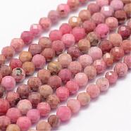 Natural Rhodonite Beads Strands, Faceted, Round, 3mm, Hole: 0.5~0.6mm, about 144~151pcs/strand, 15.3~15.7 inch(39~40cm)(G-F460-57)