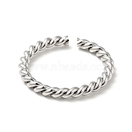 201 Stainless Steel Twist Rope Shape Open Cuff Ring for Women, Stainless Steel Color, 3mm, Inner Diameter: 17~18mm(RJEW-G266-40P)