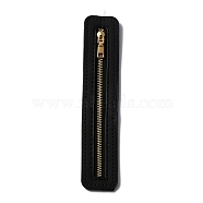 Zinc Alloy Zipper, with PU Leather Frame, for Crochet Purse Making, Black, 18x3x0.3cm(FIND-WH0034-07G-03)