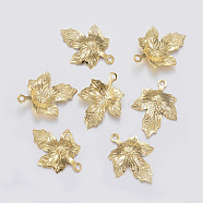 Autumn Theme 304 Stainless Steel Pendants, Maple Leaf, Golden, 15x12x2mm, Hole: 1mm(STAS-F160-39G)