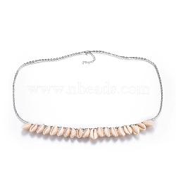 Shell Chain Belts, with Stainless Steel Findings, Seashell Color, 31.5 inch(80cm)(NJEW-C00005)