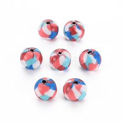 Handmade Polymer Clay Beads, for DIY Jewelry Crafts Supplies, Round, Dark Red, 8.5~9x8mm, Hole: 1.8mm(CLAY-N008-054A-11)