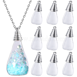 DIY Teardrop Wish Bottle Pendant Making Kit, Including Transparent Blown Glass Globe Pendants, Iron Pendant Bail, Clear, 20Pcs/box(FIND-SC0006-84)