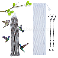 AHANDMAKER 4 Pcs 2 Styles Rectangle Polyester Bags, Hanging Chains with Hooks, for Feed the Birds Bags, White, 2pcs/style(ABAG-GA0001-04B)