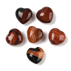 Natural Agate(Dyed & Heated) Heart Palm Stone, Healing Pocket Tone for Reiki Energy Balancing Meditation Gift, Saddle Brown, 19.5~20.5x20~20.5x13~14mm(G-Q021-04G)