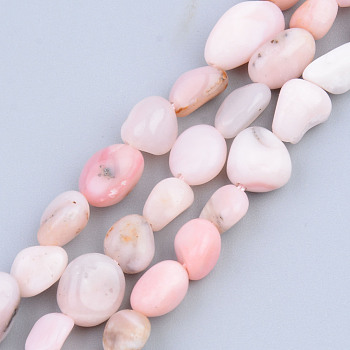 Natural Pink Opal Beads Strands, Tumbled Stone, Nuggets, 5~13x5~10x3~8mm, Hole: 1mm, about 40~60pcs/strand, 14.57 inch~15.74 inch(37~40cm)