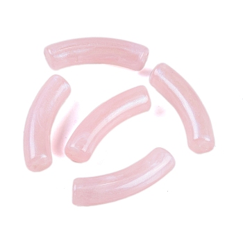 Acrylic Bead, with Glitter Powder, Tube, Pink, 33x11x8mm, Hole: 2mm, 279pcs/500g