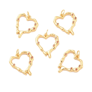 Eco-Friendly Brass Micro Pave Cubic Zirconia Pendants, Long-Lasting Plated, Lead Free & Cadmium Free & Nickel Free, Real 18K Gold Plated, Heart, Real 18K Gold Plated, 19x17x2.5mm, Hole: 3mm