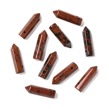 Synthetic Mahogany Obsidian  Pointed Pendants, Faceted, Bullet, 30~33x8~9mm, Hole: 1.4~1.6mm