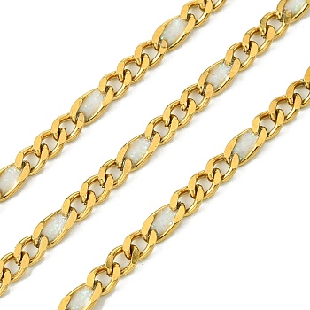 Ion Plating(IP) 304 Stainless Steel Enamel Chains, Soldered, with Spool, WhiteSmoke, 11x3x1.5mm