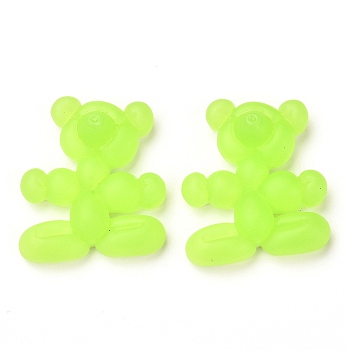 Resin Cabochons, Little Cute Animals Cabochons, Balloon Bear, Green Yellow, 31x26.5x9.5mm