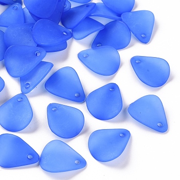 Transparent Frosted Acrylic Pendants, Petaline, Royal Blue, 17x14x2.5mm, Hole: 1.8mm, about 2330pcs/500g