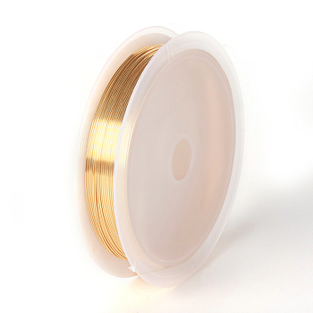 Round Copper Wire for Jewelry Making, Long-Lasting Plated, Light Gold, 26 Gauge, 0.4mm, about 32.8 Feet(10m)/roll, 10 rolls/group