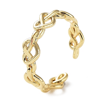 Brass Open Cuff Rings for Women, Heart Knot, Golden, Inner Diameter: 16mm