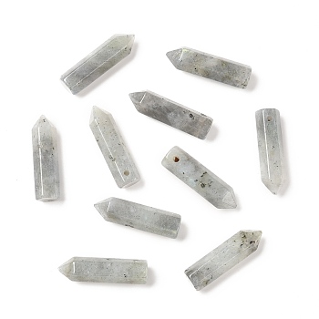 Natural Labradorite Pointed Pendants, Faceted, Bullet, 30~33x8~9mm, Hole: 1.4~1.6mm