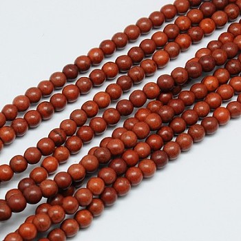 1 Strand Dyed Saddle Brown Round Synthetic Turquoise Beads Strands, 6mm, Hole: 1mm, about 67pcs/strand, 15.75 inch