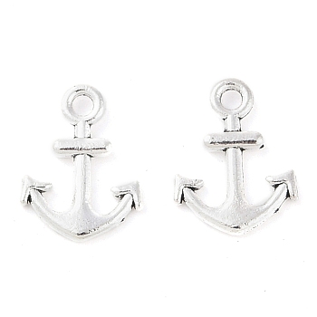 Tibetan Style Alloy Charms, Anchor, Cadmium Free & Lead Free, Antique Silver, 13.8x10.5x2mm, Hole: 1.8mm