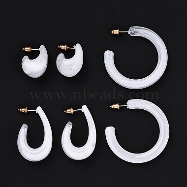 White Ring Resin Stud Earrings