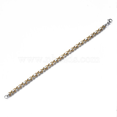 Ion Plating(IP) Two Tone 201 Stainless Steel Byzantine Chain Bracelet for Men Women(BJEW-S057-95B)-2
