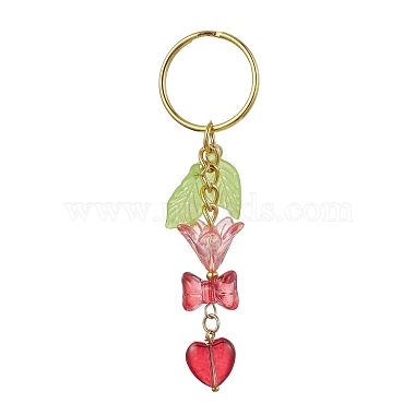 Red Flower Glass Keychain