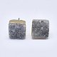 Natural Dyed Druzy Quartz Stud Earrings(EJEW-P165-A07)-2