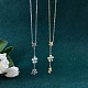 Clear Cubic Zirconia Flower Lariat Necklace(JN1062A)-4
