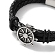 Men's Braided Black PU Leather Cord Multi-Strand Bracelets(BJEW-K243-02AS)-2