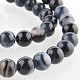 agate noire naturelle rangées de perles rondes(G-E233-04)-1