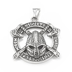Viking 304 Stainless Steel Pendants, Crossed Axe Helmet Charm, Antique Silver, 45.5x43x7mm, Hole: 4x8mm(STAS-G303-34AS)