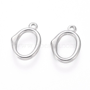 304 Stainless Steel Charms, Oval Ring, Stainless Steel Color, 14.5x10x2mm, Hole: 1.4mm(STAS-G214-59P)