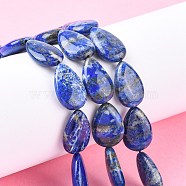 Natural Lapis Lazuli Beads Strands, Teardrop, 18x12x4~5mm, Hole: 0.6mm, about 23pcs/strand, 15.94''(40.5cm)(G-K311-03A-02)