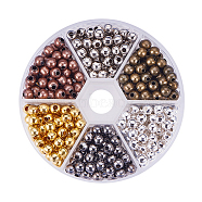 Iron Spacer Beads, Round, Mixed Color, 4~5mm, Hole: 1.5~2mm, about 70pcs/color, 420pcs/box(IFIN-PH0023-48)