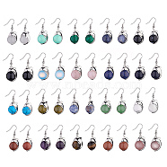 Natural & Synthetic Gemstone Dolphin Dangle Earrings with Crystal Rhinestone, Platinum Brass Jewelry for Women, 38mm, Pin: 0.6mm(EJEW-A092-20P)