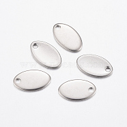 304 Stainless Steel Charms, Stamping Blank Tag, Oval, Stainless Steel Color, 12.5x7.5x1~1.5mm, Hole: 1.5mm(STAS-L200-62P)