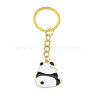 Alloy Enamel Keychain, with Iron Findings, Panda, Golden, 7.8cm, Pendant: 26mm(KEYC-YW00021-01)