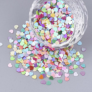 Ornament Accessories, PVC Plastic Paillette/Sequins Beads, No Hole/Undrilled Beads, Heart, Mixed Color, 3x2.5x0.4mm, about 850pcs/bag(PVC-T005-027B-02)