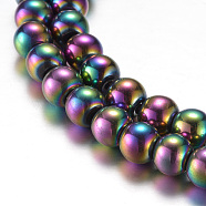 Electroplate Magnetic Synthetic Hematite Bead Strands, Grade A, Round, Multi-color Plated, 6mm, Hole: 1mm, about 65pcs/strand, 15.7 inch(40cm)(G-A165A-6mm-01)