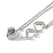 Brass Rhinestone Pendant Necklaces, Iron Rolo Chains, Heart, Platinum, 32.60 inch(82.8cm), Pendant: 27.5x28mm(NJEW-G089-16D-P)
