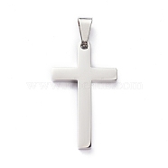 Tarnish Resistant 304 Stainless Steel Pendants, Cross, Stainless Steel Color, 37x21x2.5mm, Hole: 8x4.5mm(STAS-L218-22P)