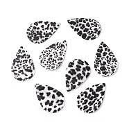 PU Leather Big Pendants, teardrop, Leopard Print Pattern, Colorful, 56x36x1.8mm, Hole: 2mm(X-FIND-G013-01E)