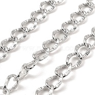 Aluminium Curb Chains, Unwelded, with Spool, Platinum, 15.5x10.5x1.8mm, about 32.81 Feet(10m)/Roll(CHA-C002-16P)