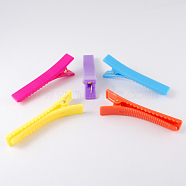 Plastic Alligator Hair Clip Findings, Mixed Color, 58.5x10mm(PHAR-R009-M)