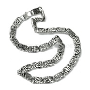304 Stainless Steel Necklaces, Square, Antique Silver, 23.62 inch(60cm)(NJEW-C050-04AS)