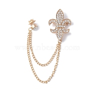 Vintage Fleur De Lis Alloy Hanging Chain Brooches, Lily Emblem, Cardigan Collar Clip, Golden, 160mm(JEWB-NH0001-02G)