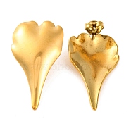 Ion Plating(IP) 304 Stainless Steel Stud Earrings, Heart, Real 14K Gold Plated, 35x19mm(EJEW-G395-04G)