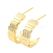 Rack Plating Brass Cubic Zirconia Arch Stud Earrings, Long-Lasting Plated, Lead Free & Cadmium Free, Real 18K Gold Plated, 18.5x5.5mm(EJEW-K245-41G)