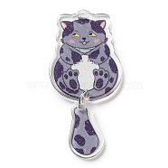 Acrylic Pendants, Cat, Purple, 56x26x2.5mm, Hole: 1.8mm(OACR-R267-06A)